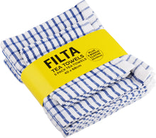 Load image into Gallery viewer, FILTA COTTON TEA TOWELS X 5 (40CM X 68CM) + 2 DISH CLOTHS (30CM X 30CM) BLUE 7PK