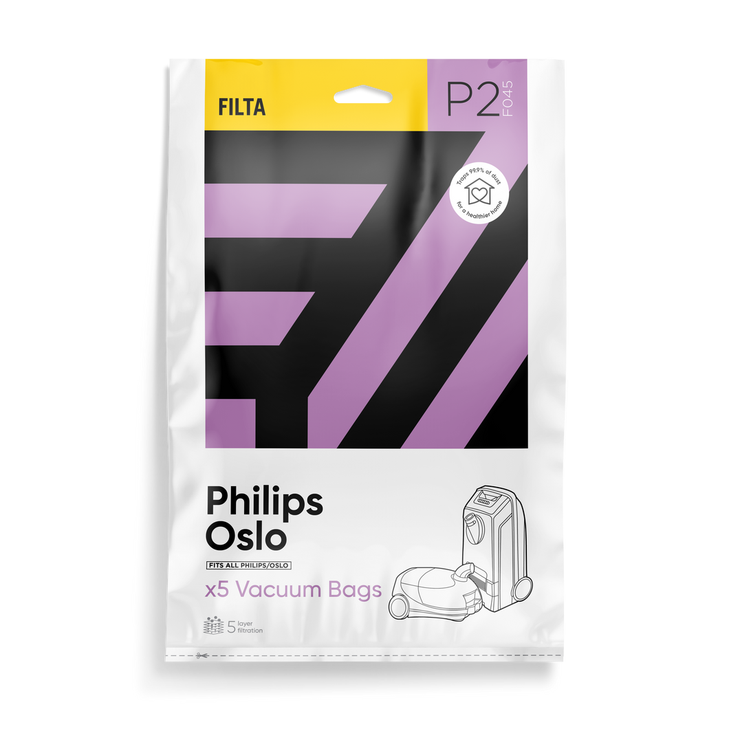 FILTA PHILIPS OSLO SMS MULTI LAYERED VACUUM CLEANER BAGS 5 PACK (F045)