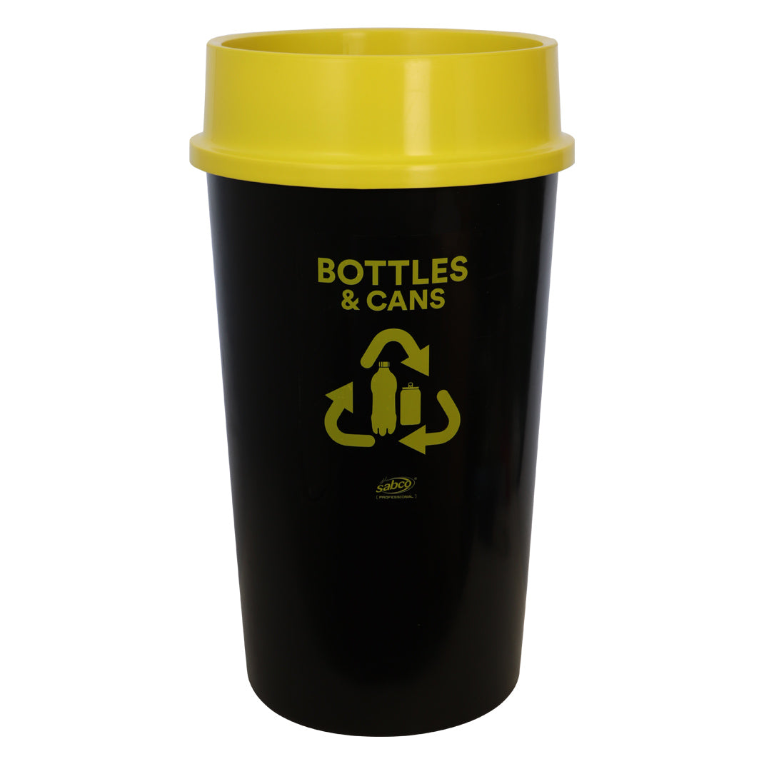 SABCO RECYCLING STATION 60LT BIN - WITH YELLOW LID ( BOTTLES & CANS )